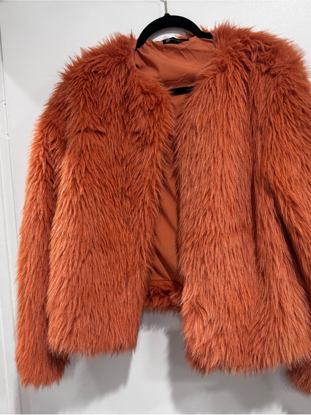 Women's Faux Fur Teddy Jacket in Burnt Orange